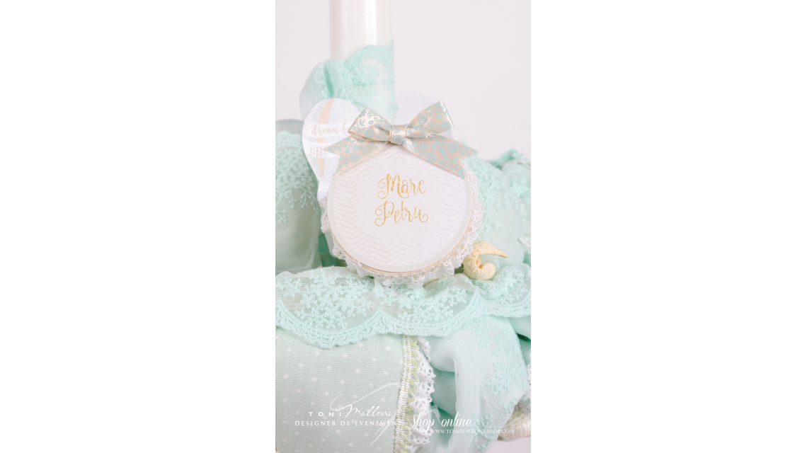 Lumanare de botez pentru baieti cu balaone de aer cald, 65x4 cm, Dream big little one 6